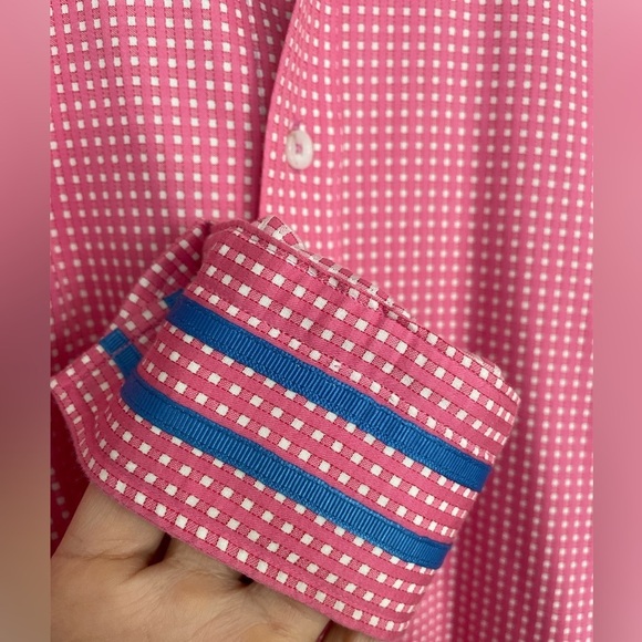 Robert Graham, Pink & White Long Sleeve, Checkered Button Up Shirt, Size L - Picture 3 of 7